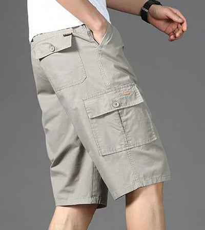 Mens Cotton Cargo Shorts Relaxed Fit Hiking Shorts Summer Elastic Waist Sweat Short Running Bermuda Shorts Gym Shorts