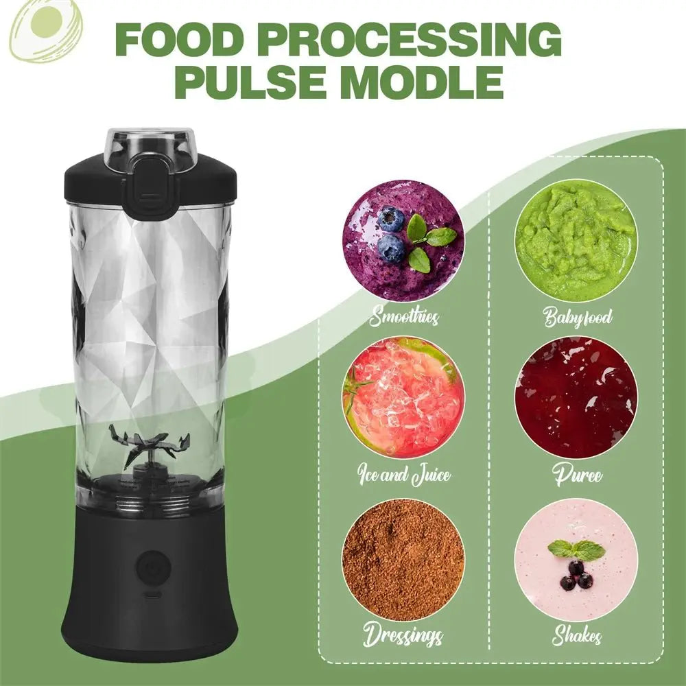 600ML Electric Portable Blender Smoothies USB Rechargeable 4000mAh Powerful Ice Crush Fresh Fruit Juicer Mini Personal Blender - RIGBYZ