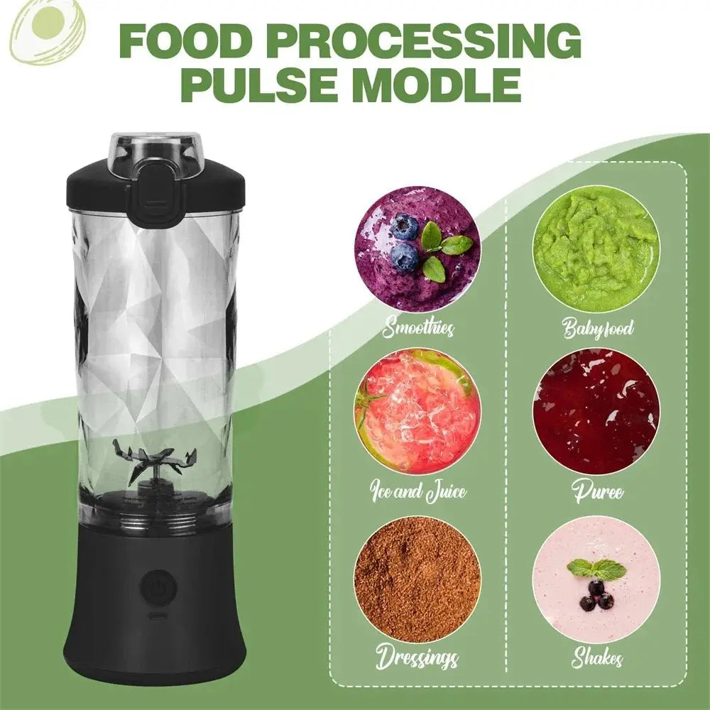 600ML Electric Portable Blender Smoothies USB Rechargeable 4000mAh Powerful Ice Crush Fresh Fruit Juicer Mini Personal Blender - RIGBYZ
