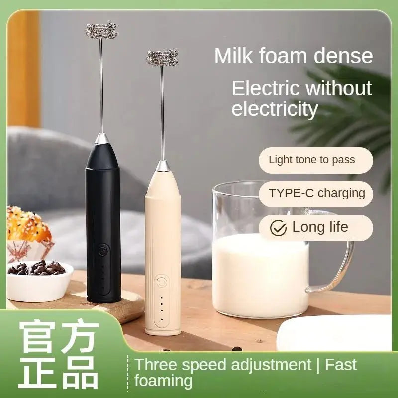 Handheld WhiskAutomatic Stainless Steel Mini Portable Blender 3 Speed Adjustable USB Rechargeable Blender Milk Frother - RIGBYZ