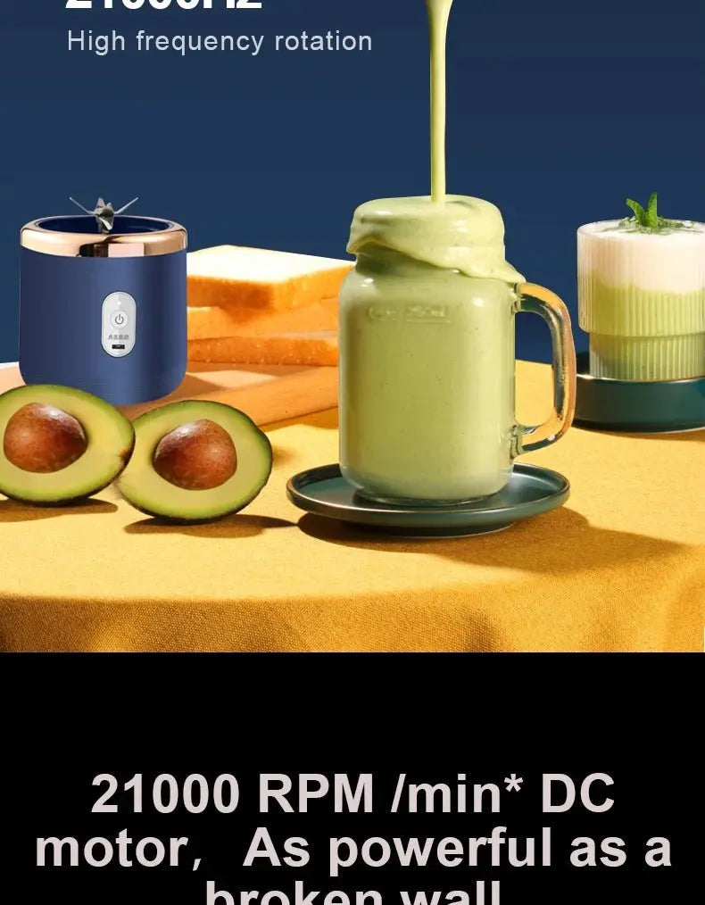 Portable Juicer Cup Smoothie Blender 6 Blade Blender Bottle Household Fruit Juicer Cup USB Rechargeable Juicer Kitchen Tool - RIGBYZ