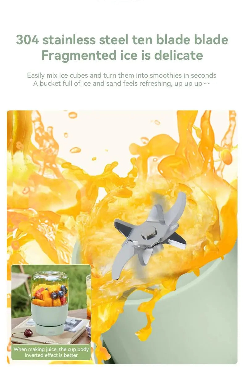 Portable Fruit Blender 800ml Multifunctional Electric Juicer Cup 10 Steel Blades Summer Milkshake Machine USB Rechargeable - RIGBYZ