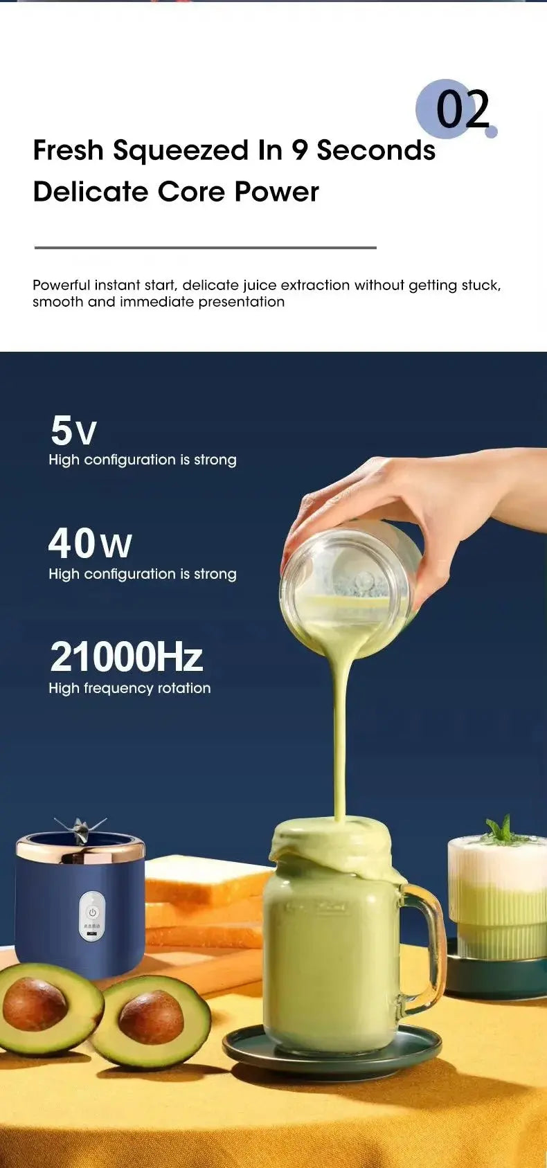 Portable Fruit Juicer Electric Juicer Blender Mini Juicer Cup USB Rechargeable Juice Blenders Fruit Mixer Wireless Juicer Bottle - RIGBYZ