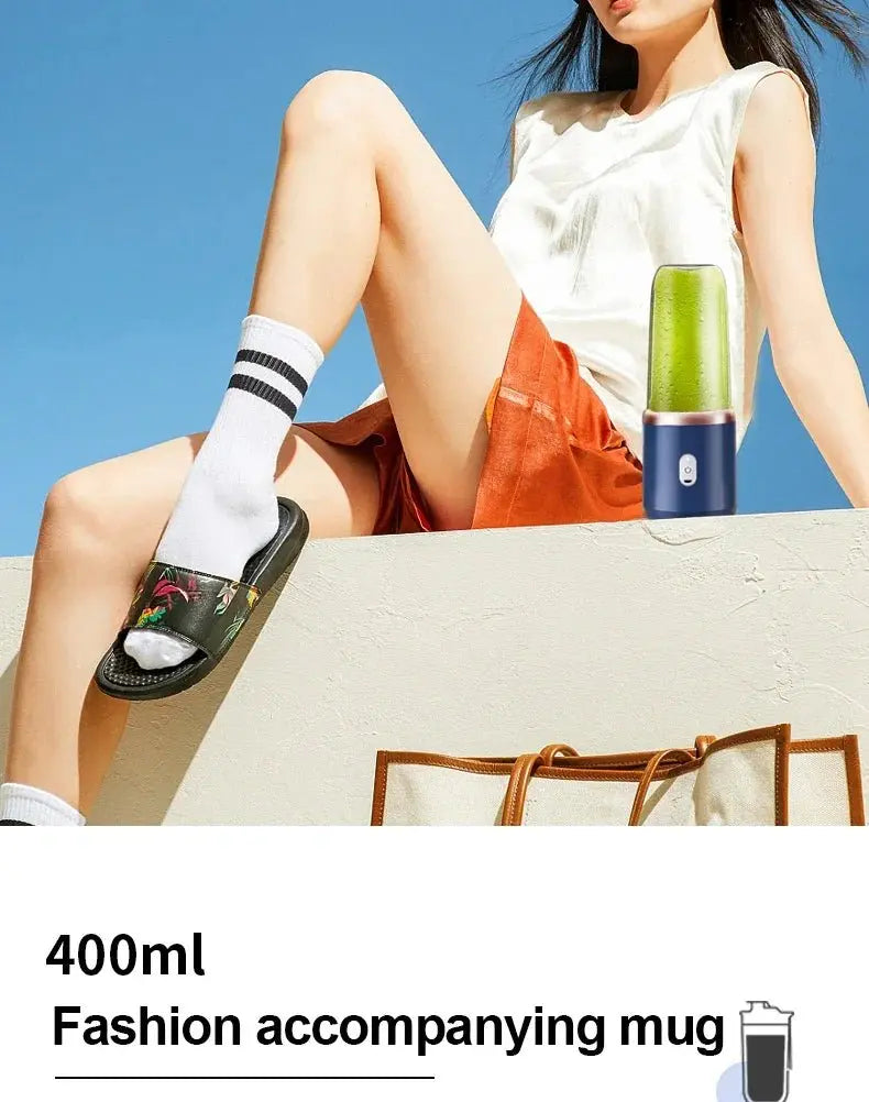 Portable Juicer Cup Smoothie Blender 6 Blade Blender Bottle Household Fruit Juicer Cup USB Rechargeable Juicer Kitchen Tool - RIGBYZ