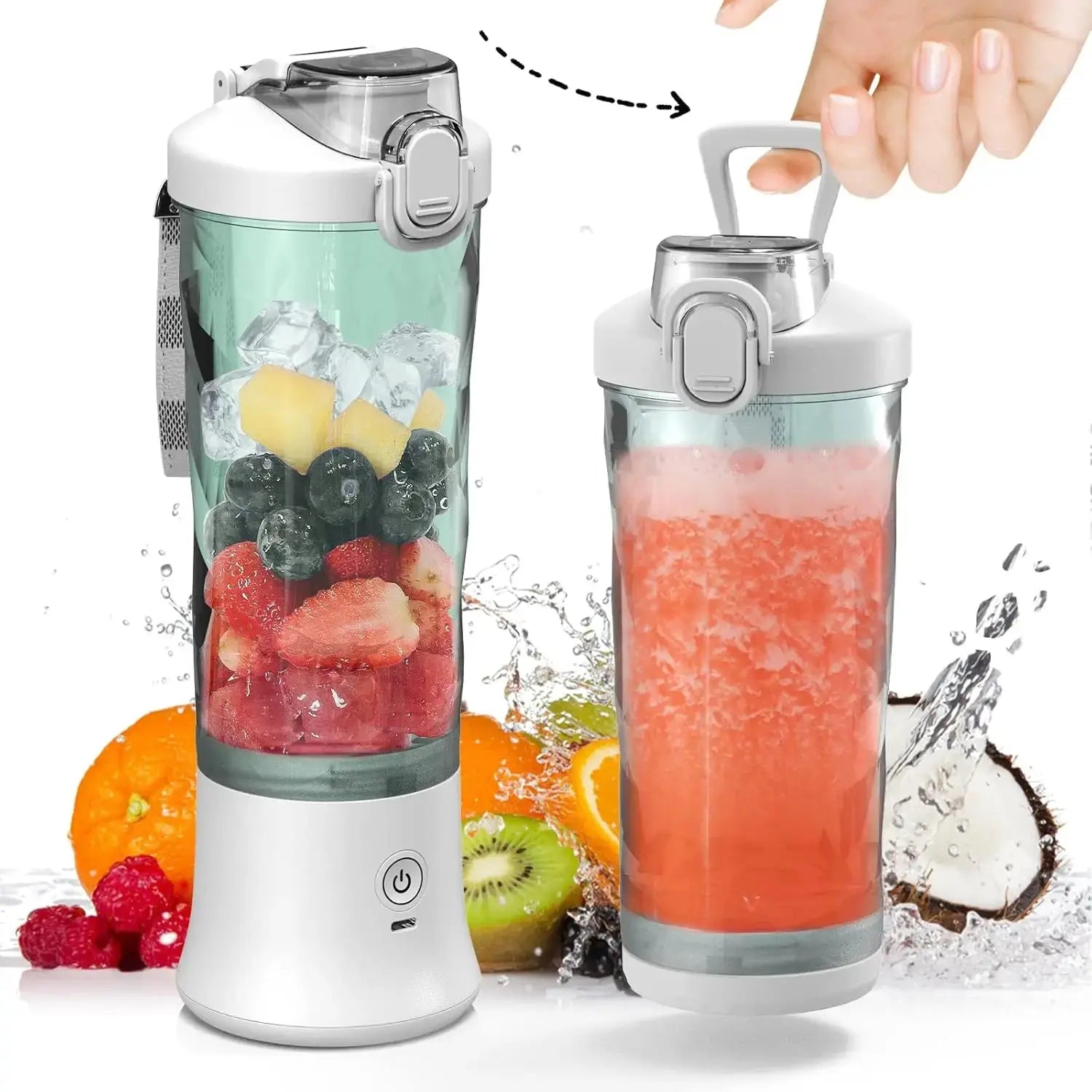 Powerful 20 oz Personal Portable Blender BPA Free USB C Rechargeable Blender with Travel Lid for Shakes Smoothies Home Travel - RIGBYZ