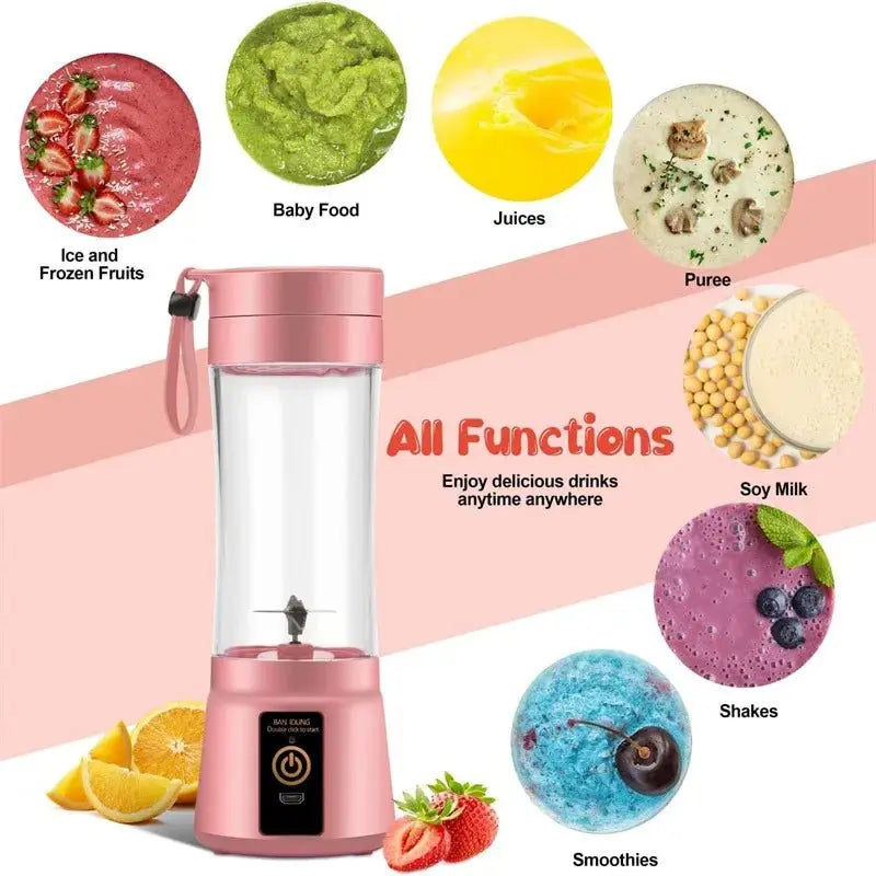 Cordless Portable Personal Size Blender - USB Rechargeable Blender for Smoothies and Shakes 6 Blades with 380Ml BPA Free Juice Cup - RIGBYZ