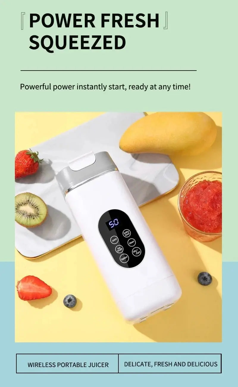 Electric Blender Rechargeable Portable Juicer USB Charging Hand Blender Electric Fruit Juicer 12 Blades Crushed Ice Juicer Cup - RIGBYZ