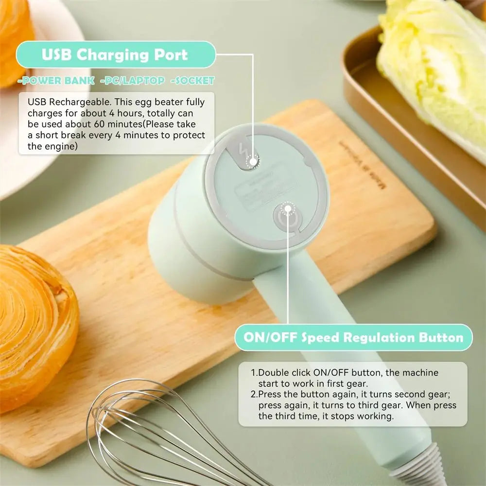 Portable Blender Mixer Kitchen Tools Hand Mixer Electric Food processors set milk frother Egg Beater Cake Baking kneading mixer - RIGBYZ
