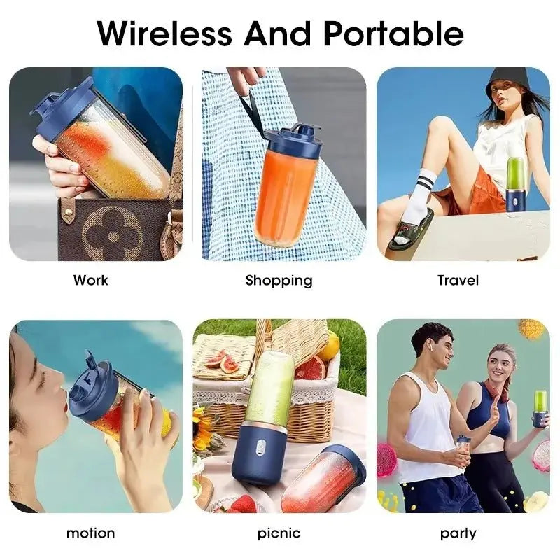 Portable Fruit Juicer Electric Juicer Blender Mini Juicer Cup USB Rechargeable Juice Blenders Fruit Mixer Wireless Juicer Bottle - RIGBYZ