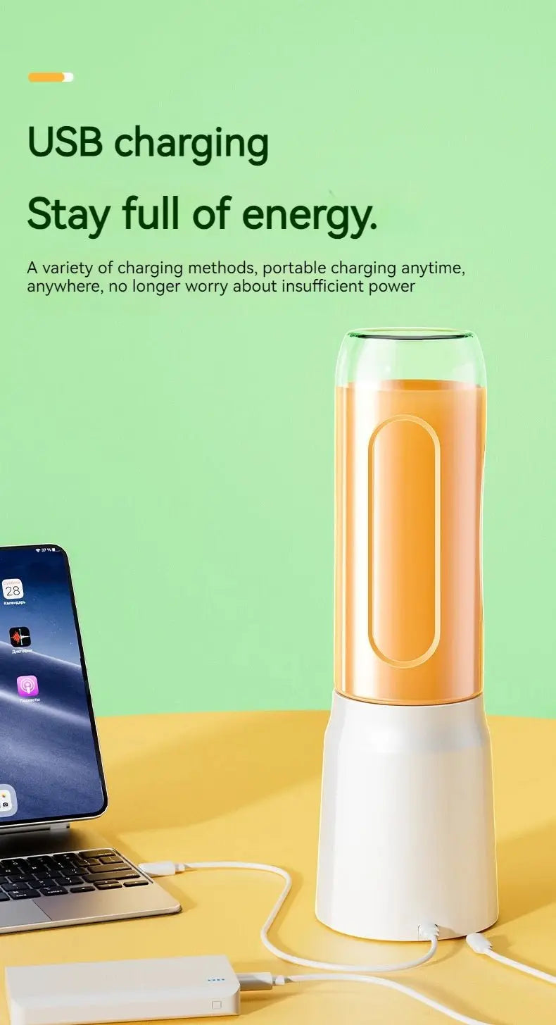 Portable Wireless Blender Electric Fruit Juicer Machine For Orange Ice Crushing 10 Blades Auxiliary Food Machine 1500mA Mixer - RIGBYZ