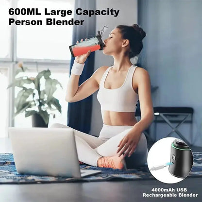 Portable Travel Blender 600ml Smoothie Maker With Spout Portable Blender USB Rechargeable Protein Blender - RIGBYZ