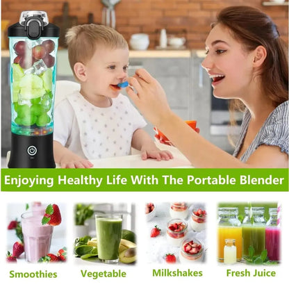 Portable Blender, Cordless, 18oz. Vessel, Personal Blender - for Shakes & Smoothies, BPA Free, Leakproof - Lid USB - C Rechargeable - RIGBYZ
