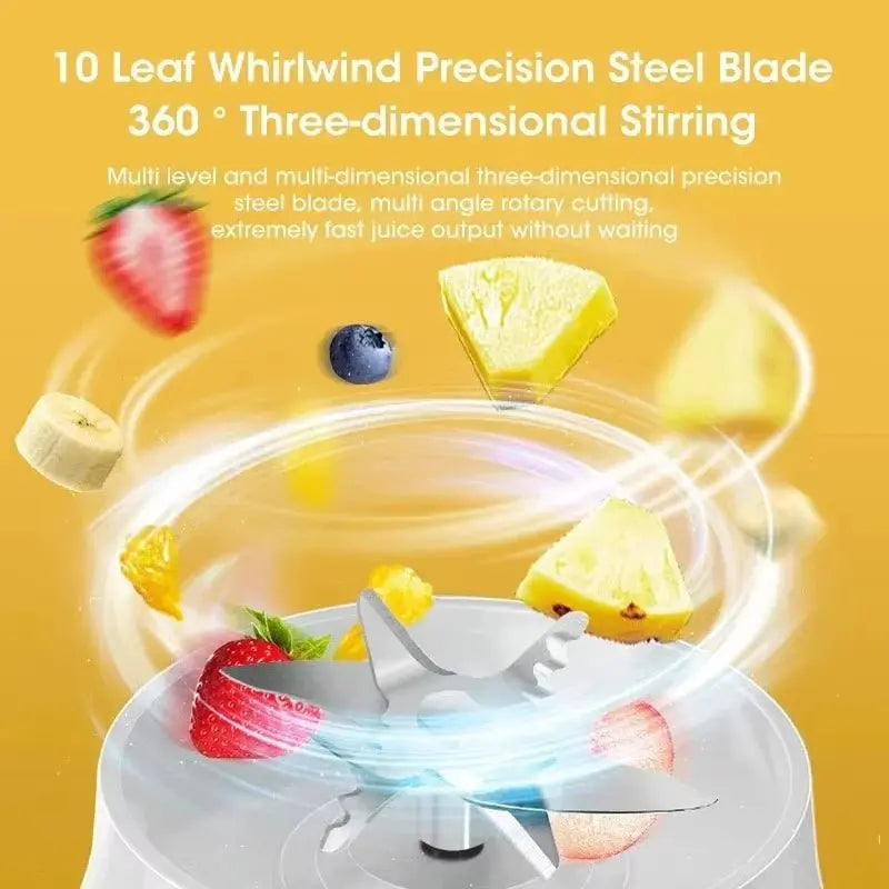 Portable Kitchen Blender Wireless Electric Fruit Juicer Machine For Orange Ice Crushing 10 Blades Auxiliary Food Machine Mixer - RIGBYZ