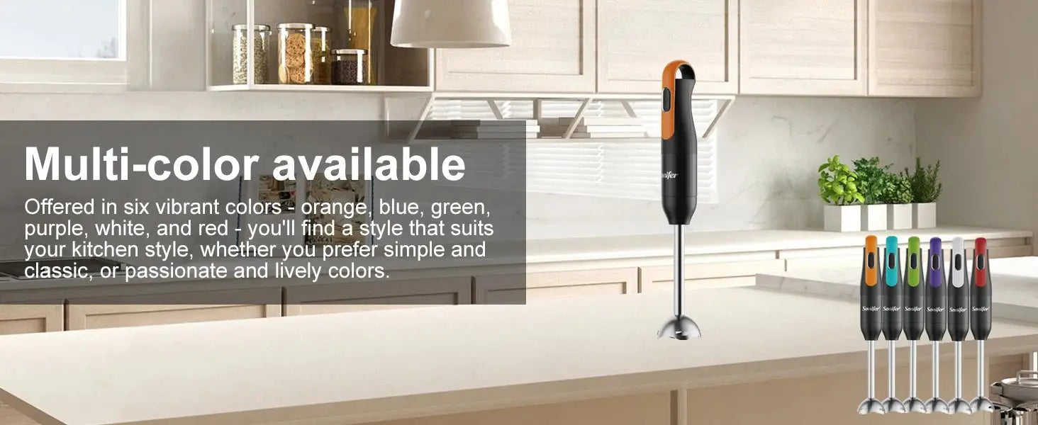Hand Blender Set with Copper Motor, One - Button Control, 15000RPM Max, Detachable Stainless Steel Shaft & Blade, 300W - RIGBYZ