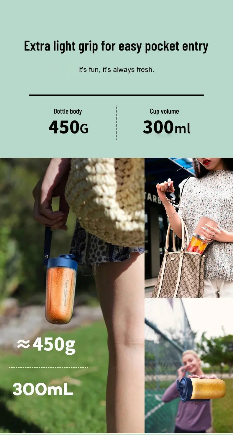 Portable Blender Bottle Multifunction Juice Blender Fresh Juice Smoothie Blender Ice CrushCup Food Processor Juicing Tool - RIGBYZ