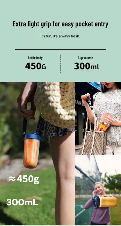 Portable Blender Bottle Multifunction Juice Blender Fresh Juice Smoothie Blender Ice CrushCup Food Processor Juicing Tool - RIGBYZ