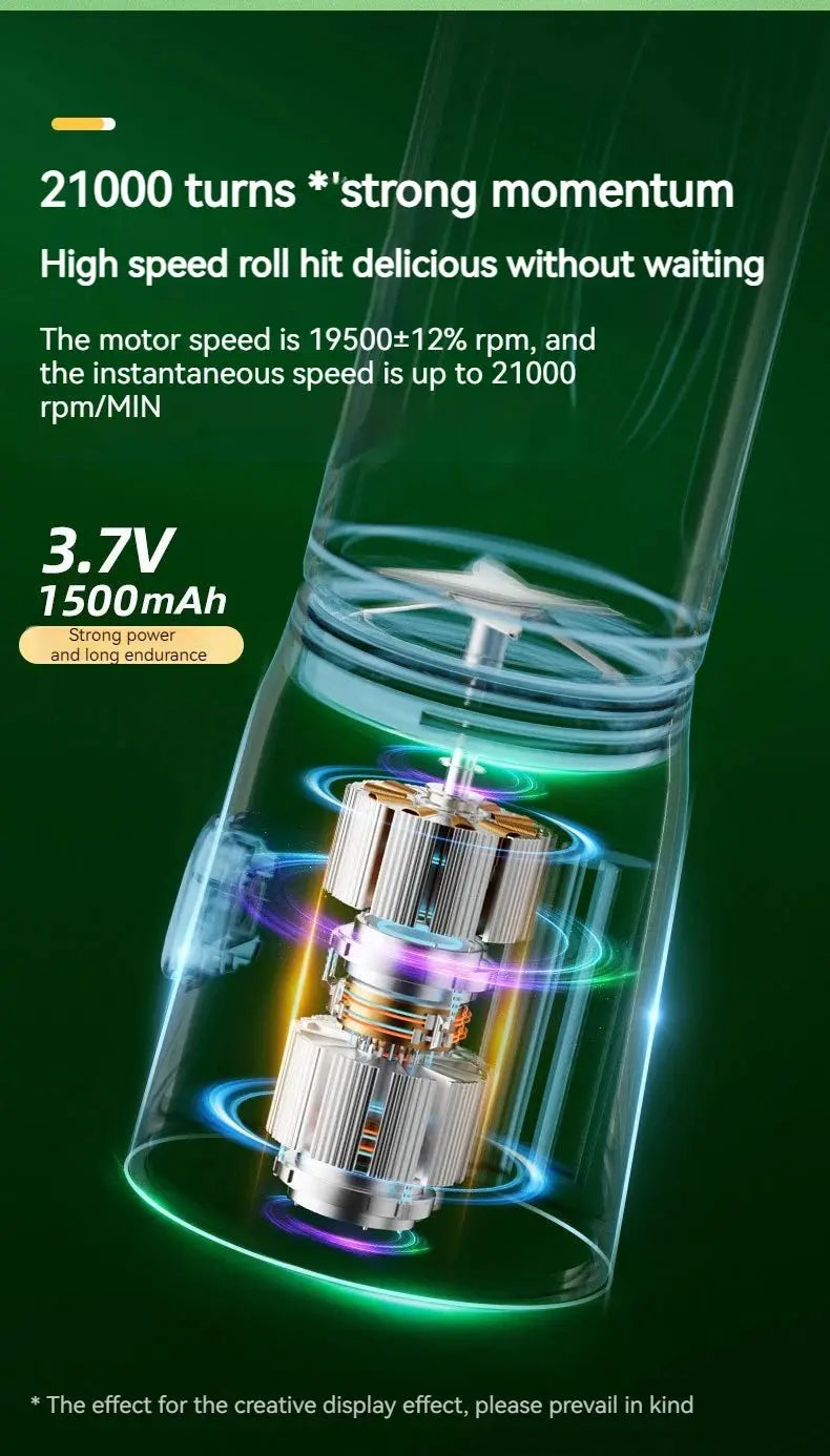Portable Wireless Blender Electric Fruit Juicer Machine For Orange Ice Crushing 10 Blades Auxiliary Food Machine 1500mA Mixer - RIGBYZ