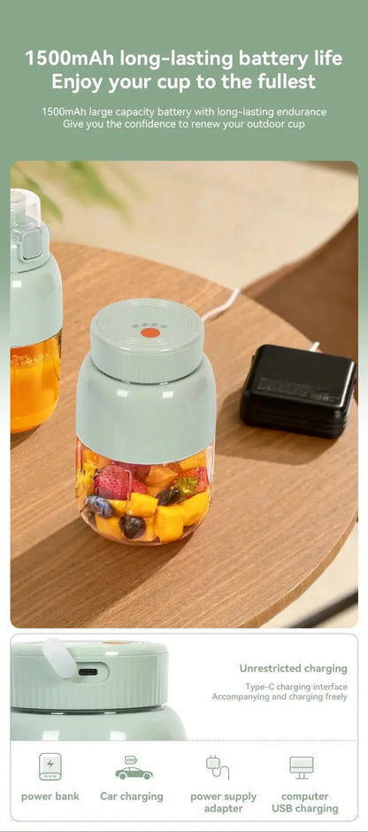 Portable Fruit Blender 800ml Multifunctional Electric Juicer Cup 10 Steel Blades Summer Milkshake Machine USB Rechargeable - RIGBYZ