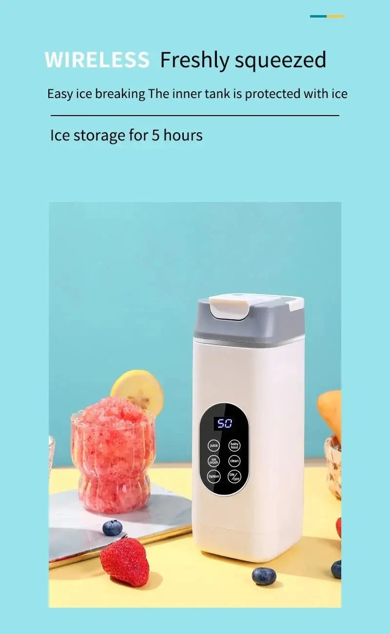 Electric Blender Rechargeable Portable Juicer USB Charging Hand Blender Electric Fruit Juicer 12 Blades Crushed Ice Juicer Cup - RIGBYZ