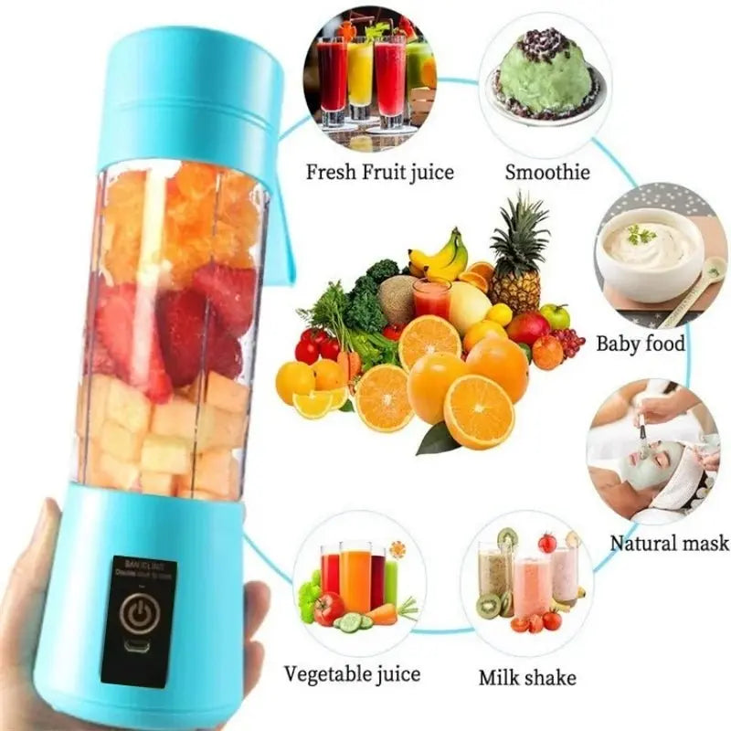 Cordless Portable Personal Size Blender - USB Rechargeable Blender for Smoothies and Shakes 6 Blades with 380Ml BPA Free Juice Cup - RIGBYZ