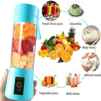 Cordless Portable Personal Size Blender - USB Rechargeable Blender for Smoothies and Shakes 6 Blades with 380Ml BPA Free Juice Cup - RIGBYZ