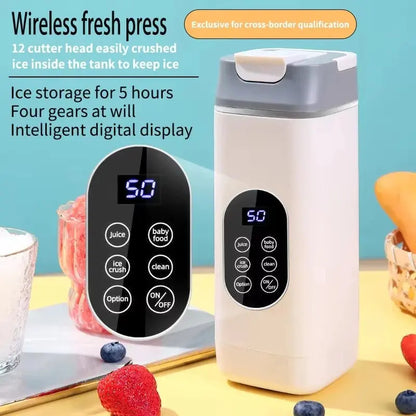 Electric Blender Rechargeable Portable Juicer USB Charging Hand Blender Electric Fruit Juicer 12 Blades Crushed Ice Juicer Cup - RIGBYZ