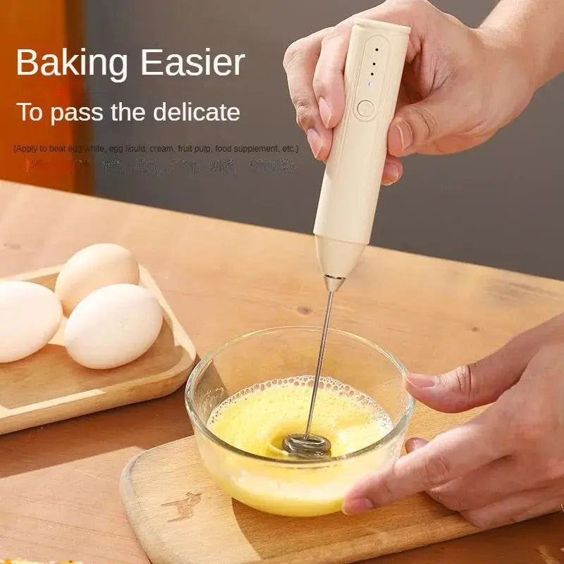 Handheld WhiskAutomatic Stainless Steel Mini Portable Blender 3 Speed Adjustable USB Rechargeable Blender Milk Frother - RIGBYZ