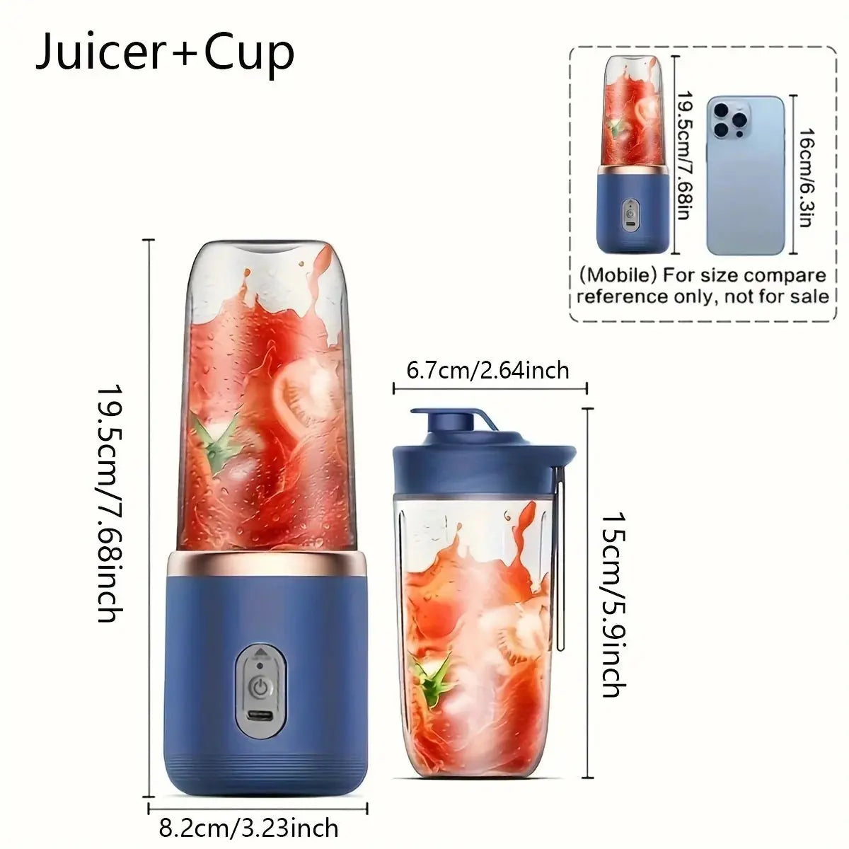 1 compact 2 - in - 1 portable blender with USB charging - perfect for carrying smoothies and fresh juices on the go, portable smooth - RIGBYZ