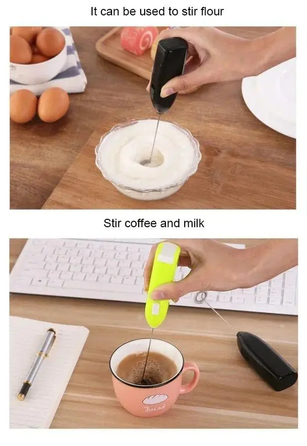 Electric Whisk Mixer Household Handheld Mini Egg Beater Kitchen Blender Coffee Milk Tea Beat Up Cream Stirring - RIGBYZ