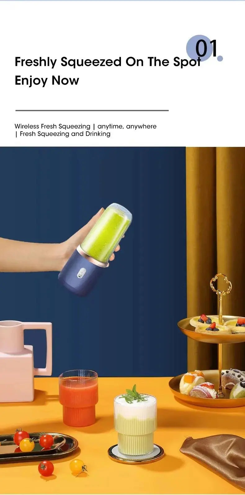 Portable Fruit Juicer Electric Juicer Blender Mini Juicer Cup USB Rechargeable Juice Blenders Fruit Mixer Wireless Juicer Bottle - RIGBYZ