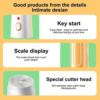 Portable Smoothie Blender Mini Juicers USB Rechargeable Juicer Cup 6 Blades Multifunction Smoothie Milkshake Juice Machine - RIGBYZ