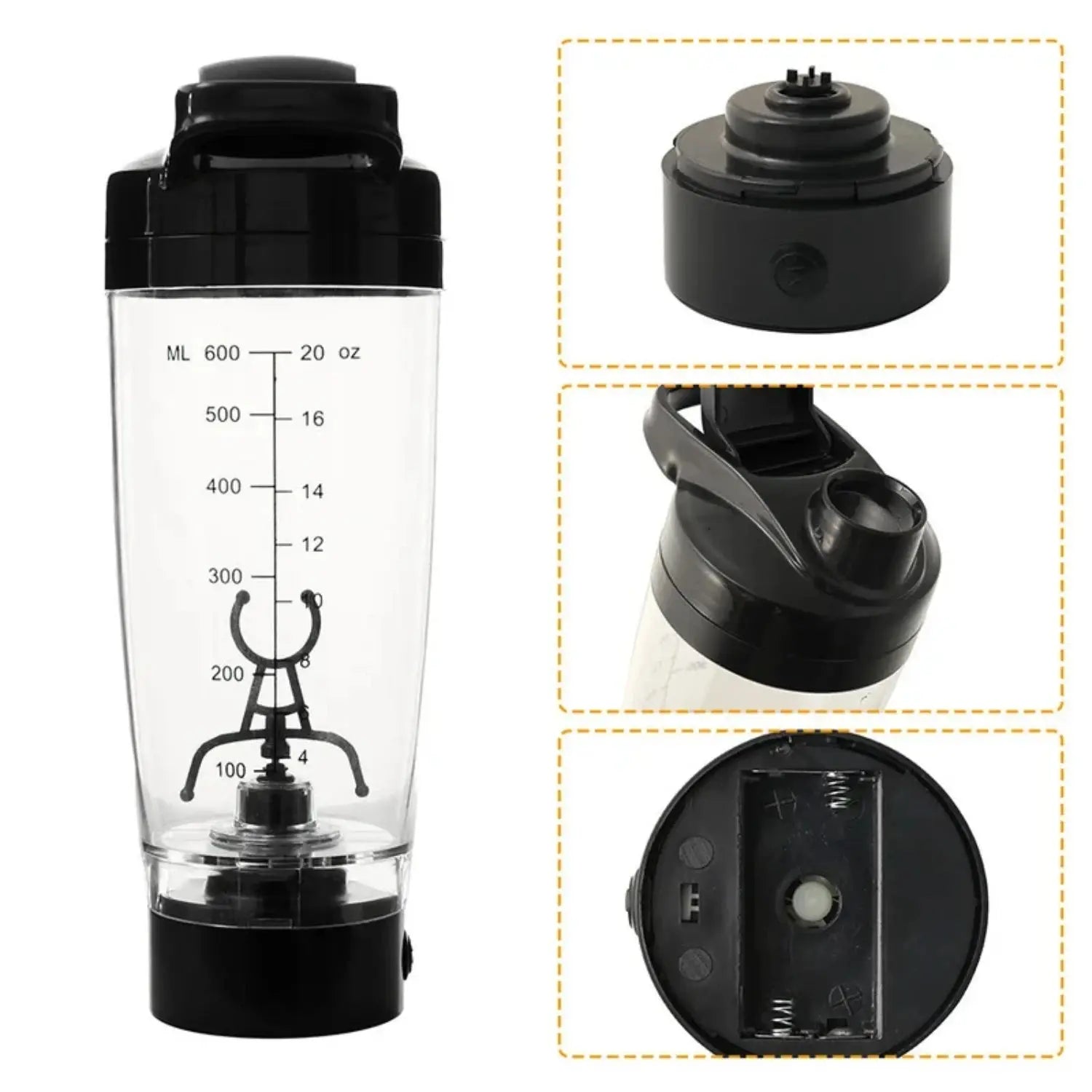 600ML Shaker Cup Powder Fitness Cup Blender Protein Shaker Bottle Brewing Movement Eco Friendly Automatic Vortex Mixer - RIGBYZ