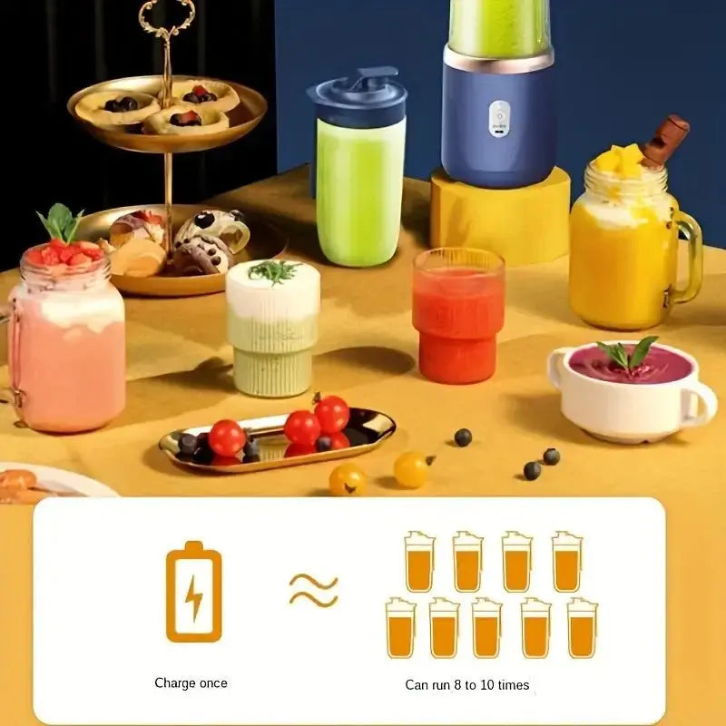 Portable Blender Bottle Multifunction Juice Blender Fresh Juice Smoothie Blender Ice CrushCup Food Processor Juicing Tool - RIGBYZ