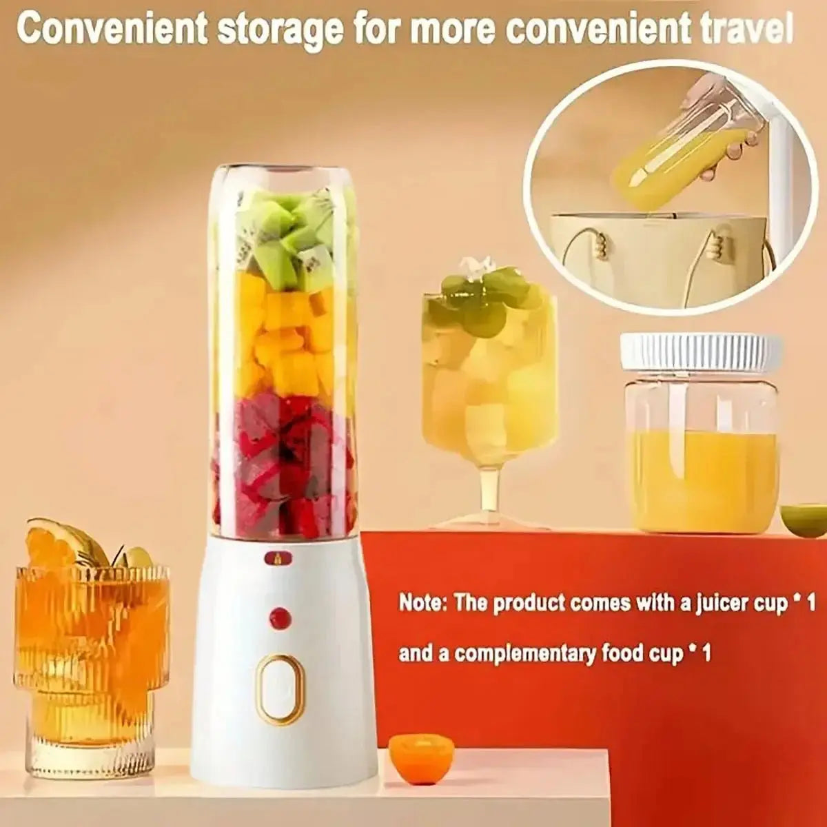 Portable electric juice cup - USB rechargeable blender, single button operation, suitable for smoothies, milkshakes, and juices - RIGBYZ