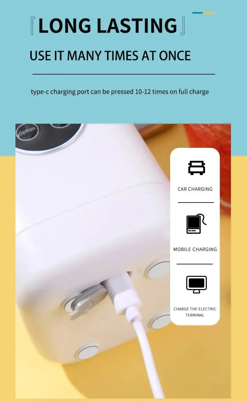 Electric Blender Rechargeable Portable Juicer USB Charging Hand Blender Electric Fruit Juicer 12 Blades Crushed Ice Juicer Cup - RIGBYZ