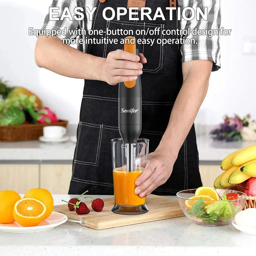 Hand Blender Set with Copper Motor, One - Button Control, 15000RPM Max, Detachable Stainless Steel Shaft & Blade, 300W - RIGBYZ