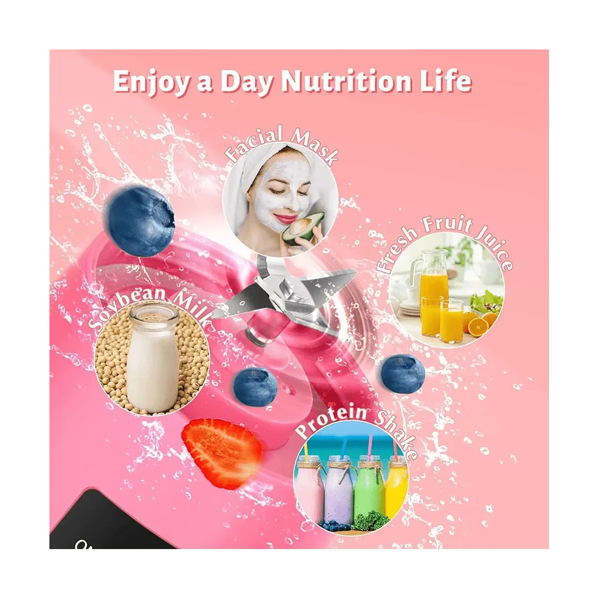 Portable Blender Mini Blender for Shakes and Smoothies Rechargeable USB 380Ml Traveling Fruit Juicer Cup with 6 Blades - RIGBYZ
