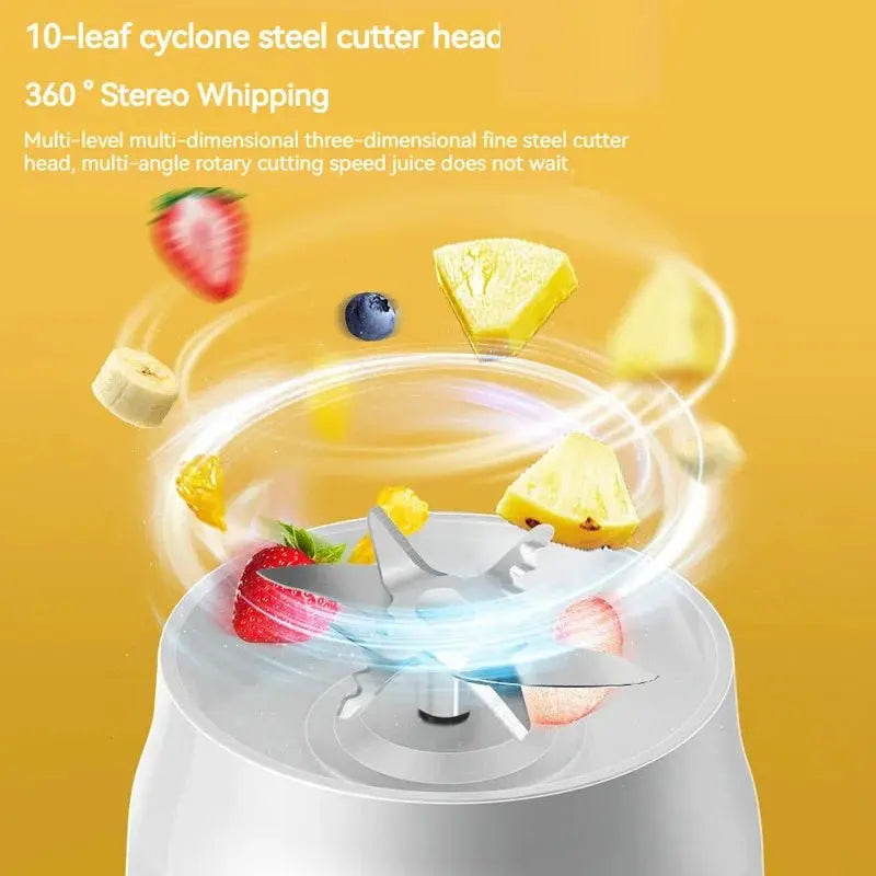 Portable Wireless Blender Electric Fruit Juicer Machine For Orange Ice Crushing 10 Blades Auxiliary Food Machine 1500mA Mixer - RIGBYZ