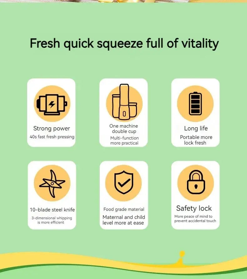 Portable Smoothie Blender Mini Juicers USB Rechargeable Juicer Cup 6 Blades Multifunction Smoothie Milkshake Juice Machine - RIGBYZ