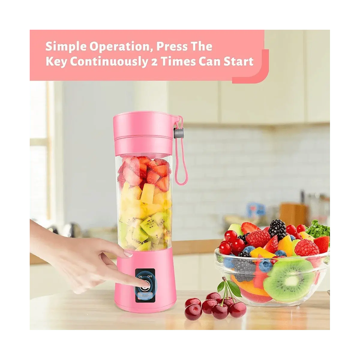 Portable Blender Mini Blender for Shakes and Smoothies Rechargeable USB 380Ml Traveling Fruit Juicer Cup with 6 Blades - RIGBYZ