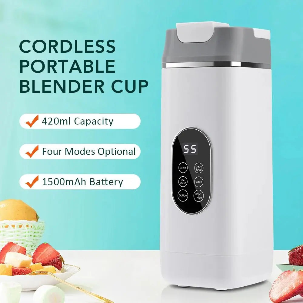 Portable 12 Blade Juicer USB Rechargeable Juicer 420ML Fruit Automatic Smoothie Blender 2 In 1 Blender Bottle Kitchen Tool - RIGBYZ