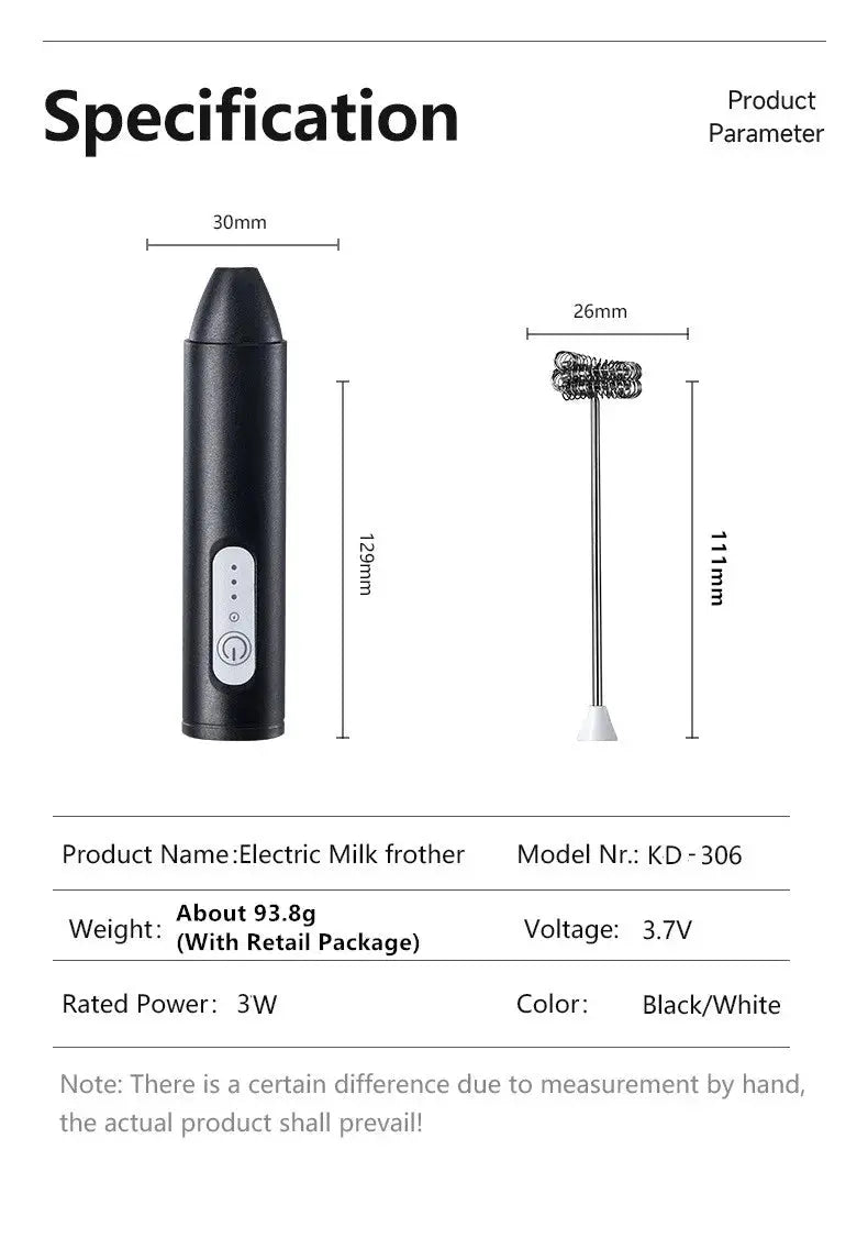 Wireless Milk Frothers Electric Handheld Blender Electrical Mini Coffee Maker Whisk Mixer With USB For Coffee Cappuccino Cream - RIGBYZ