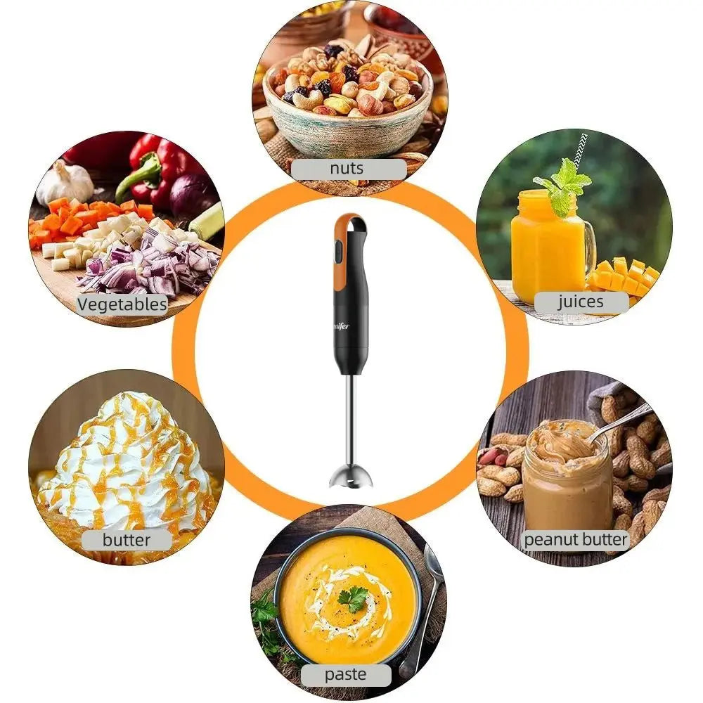 Hand Blender Set with Copper Motor, One - Button Control, 15000RPM Max, Detachable Stainless Steel Shaft & Blade, 300W - RIGBYZ