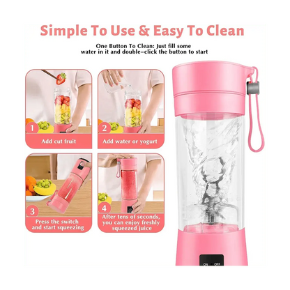 Portable Blender Mini Blender for Shakes and Smoothies Rechargeable USB 380Ml Traveling Fruit Juicer Cup with 6 Blades - RIGBYZ