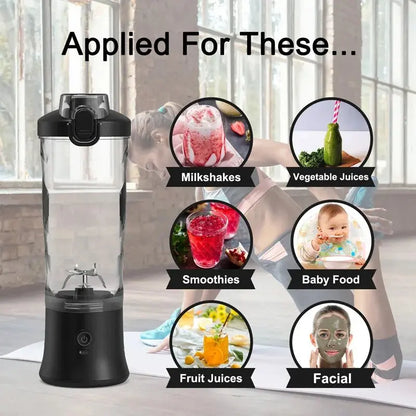 Portable Travel Blender 600ml Smoothie Maker With Spout Portable Blender USB Rechargeable Protein Blender - RIGBYZ