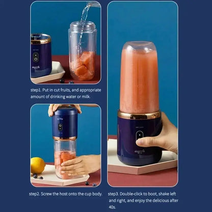 Portable Juicer Cup Smoothie Blender 6 Blade Blender Bottle Household Fruit Juicer Cup USB Rechargeable Juicer Kitchen Tool - RIGBYZ