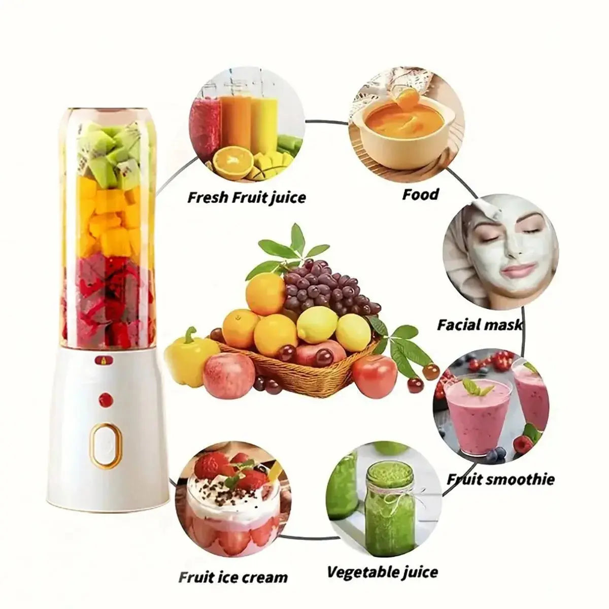 Portable electric juice cup - USB rechargeable blender, single button operation, suitable for smoothies, milkshakes, and juices - RIGBYZ
