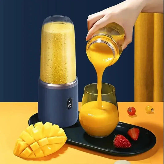 Portable Juicer Cup Smoothie Blender 6 Blade Blender Bottle Household Fruit Juicer Cup USB Rechargeable Juicer Kitchen Tool - RIGBYZ