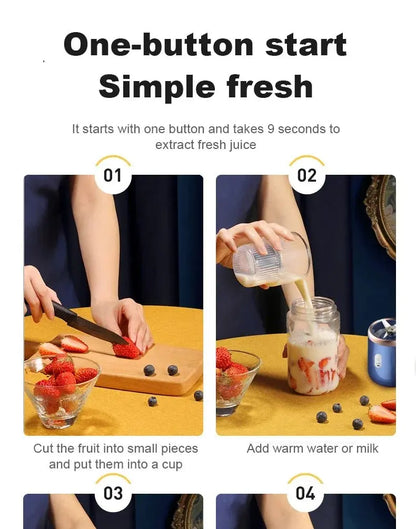 Portable Juicer Cup 6 Blade Blender Bottle Household Fruit Juicer Cup Smoothie Blender USB Rechargeable Juicer Kitchen Tool - RIGBYZ