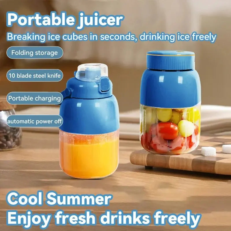 Portable Fruit Blender 800ml Multifunctional Electric Juicer Cup 10 Steel Blades Summer Milkshake Machine USB Rechargeable - RIGBYZ